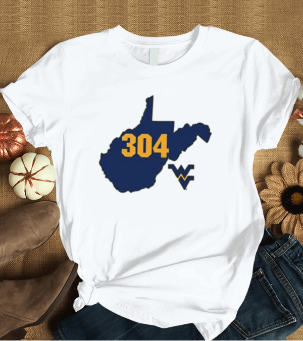 T-Shirt: WVU 304 West Virginia State Map with Iconic T-Shirt WVU 304 West Virginia State Map with Iconic T-Shirt