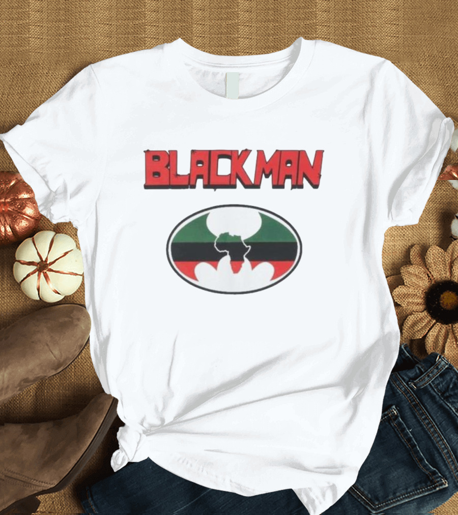 BLACKMAN African Continent Silhouette Red Black Green Oval T-Shirt