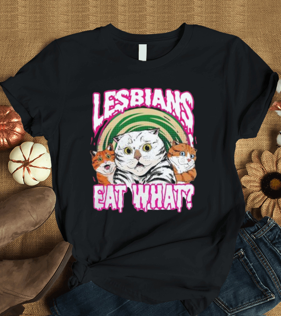 Lesbians Eat What Cats Cartoon T-Shirt