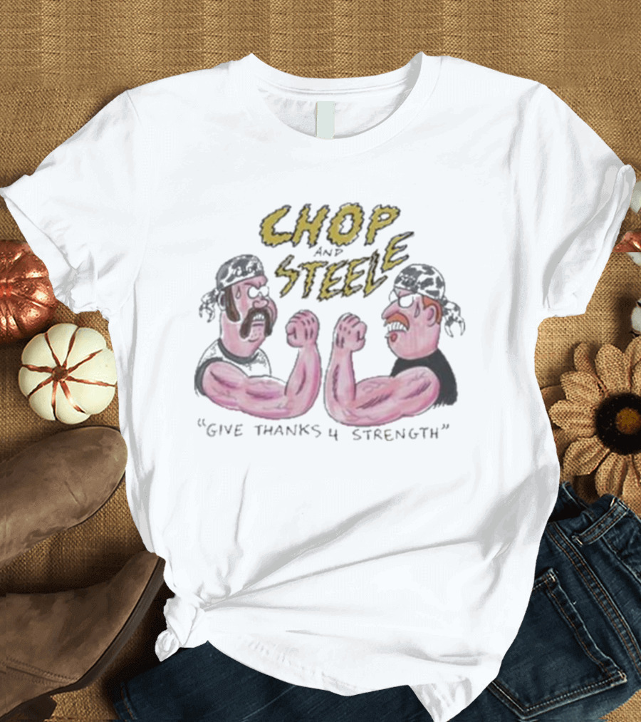 Found Footage Fest Chop And Steele Give Thanks 4 Strength Arm Wrestling Cartoon T-Shirt