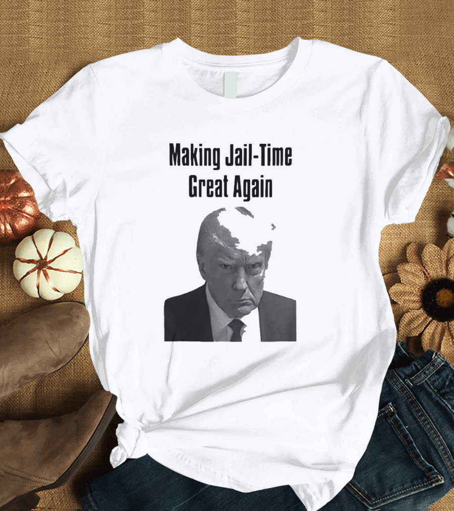 Making Jail-Time Great Again Trump Shot Black and White Image T-Shirt