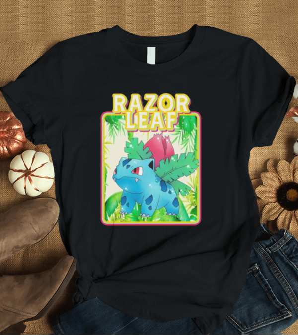 T-Shirt: Razor Leaf Pokemon Anime Fan T-Shirt Razor Leaf Pokemon Anime Fan T-Shirt