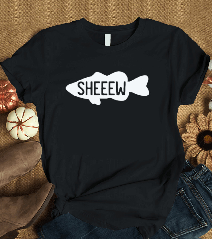 Sheeew Fishing Flair Bass Icon Black T-Shirt