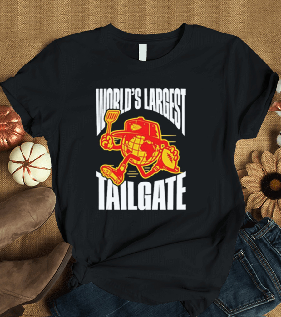 World's Largest Tailgate Football Globe and Spatula T-Shirt