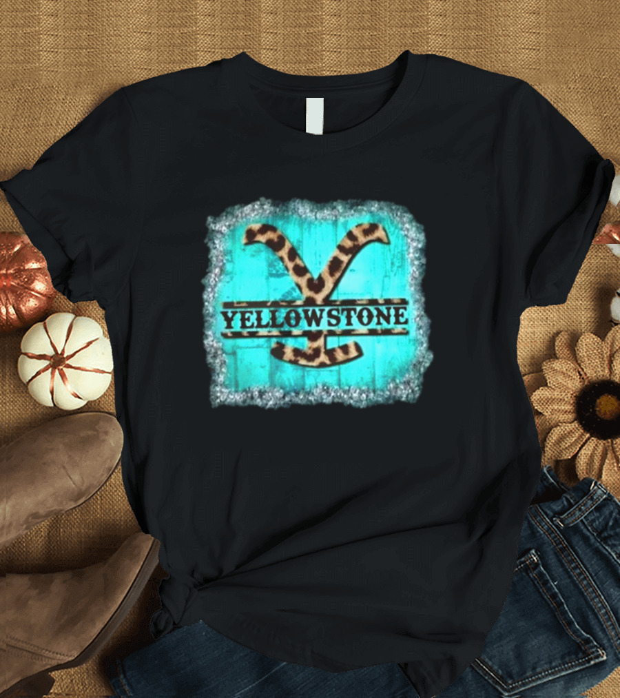 Yellowstone Turquoise Leopard Print T-Shirt
