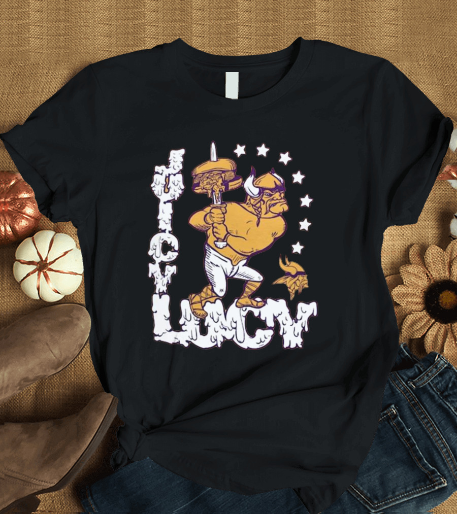 Juicy Lucy Gold Minnesota Vikings x Guy Fieri’s Flavortown Tri-Blend Homage NFL T-Shirt