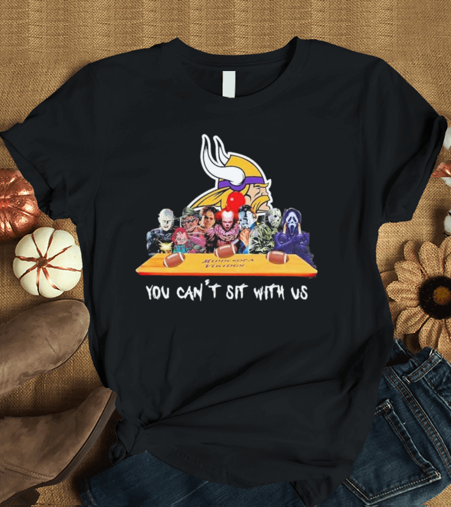 Minnesota Vikings Horror Characters You Can't Sit With Us T-Shirt