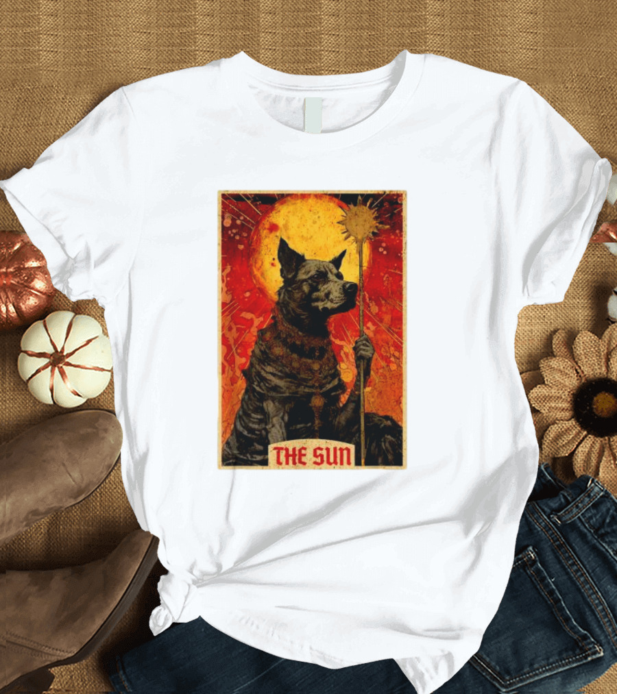 Dog Tarot Card The Sun Card Canine Holding Scepter T-Shirt