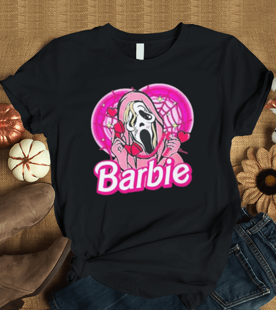 Barbie Pink Doll Ghost Face Horror Doll Characters T-Shirt