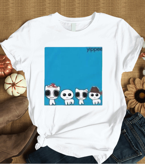 T-Shirt: Yippee Cute Cartoon Cats Wearing Hats X Weezer Cringey T-Shirt Yippee Cute Cartoon Cats Wearing Hats X Weezer Cringey T-Shirt