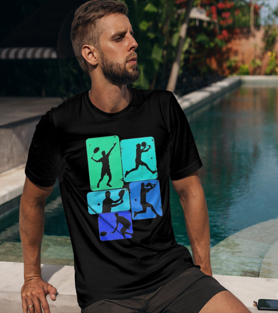 Tennis Player Youth Men Silhouettes In Motion T-Shirt