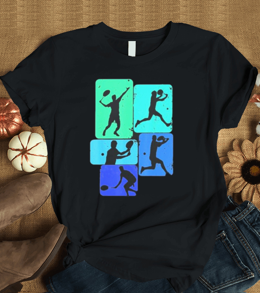 Tennis Player Youth Men Silhouettes In Motion T-Shirt