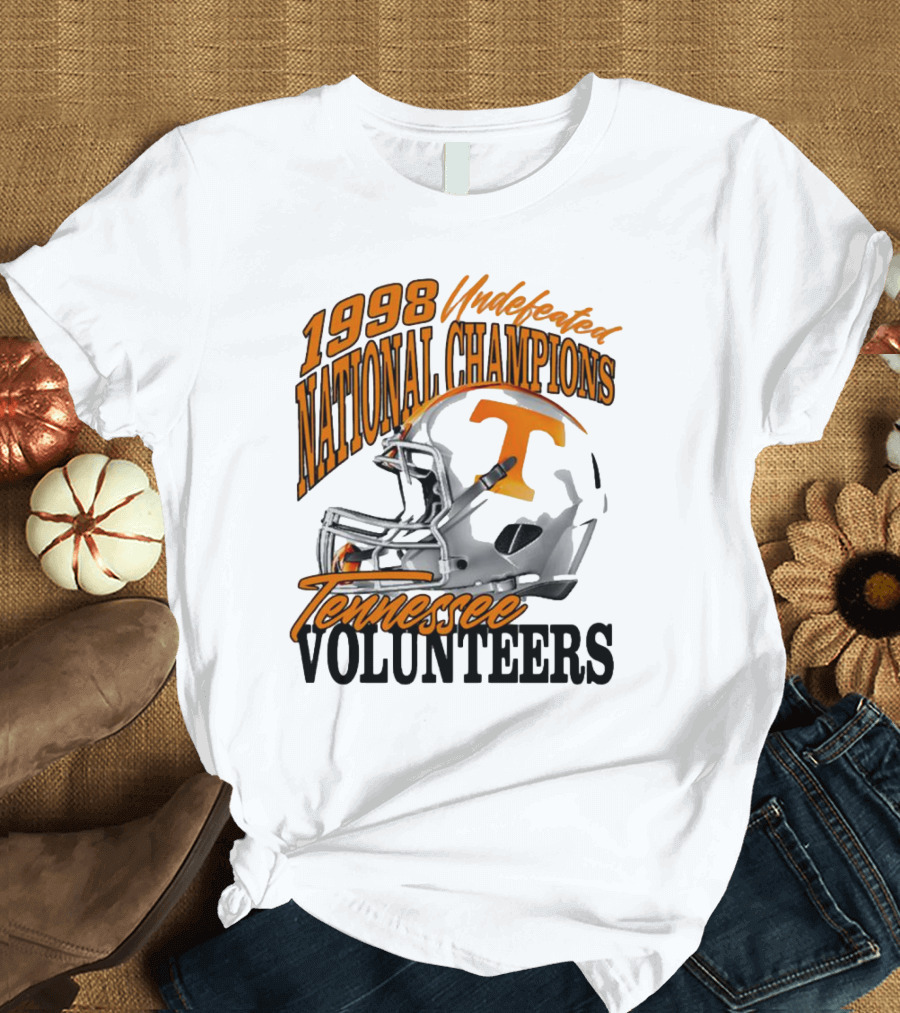 1998 Undefeated National Champions Tennessee Volunteers Helmet T-Shirt