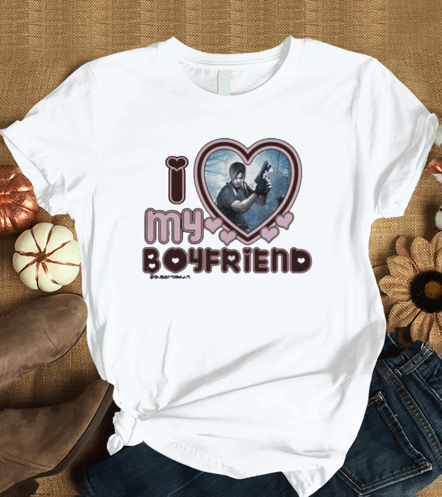 I Love My Boyfriend Leon Kennedy Heart T-Shirt