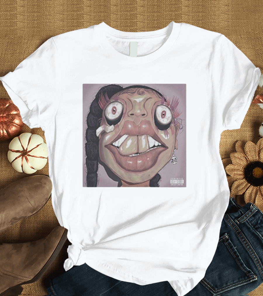 21 Savage and Drake Her Loss Cover Art Character with Parental Advisory T-Shirt