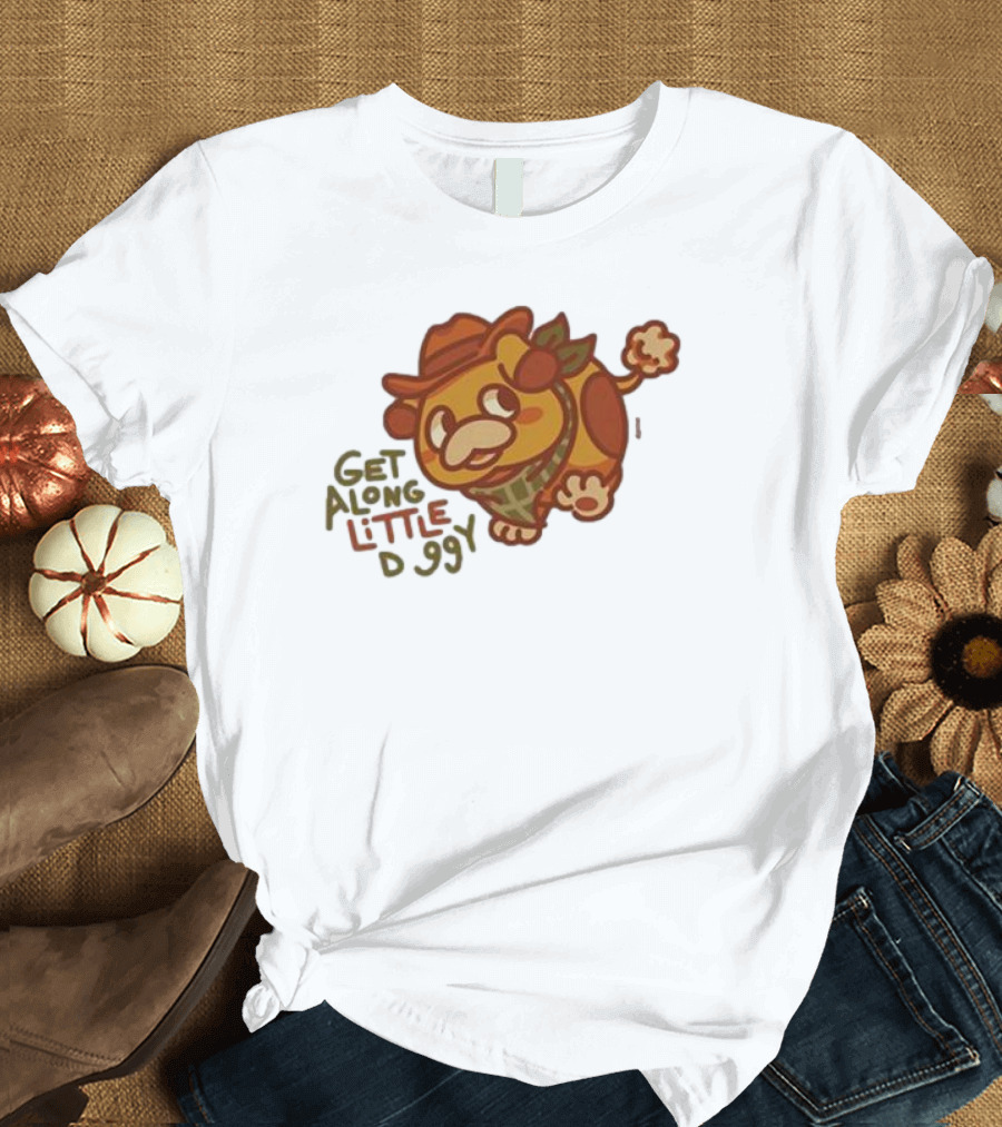 Get Along Little Doggy Cowboy Style Cartoon T-Shirt