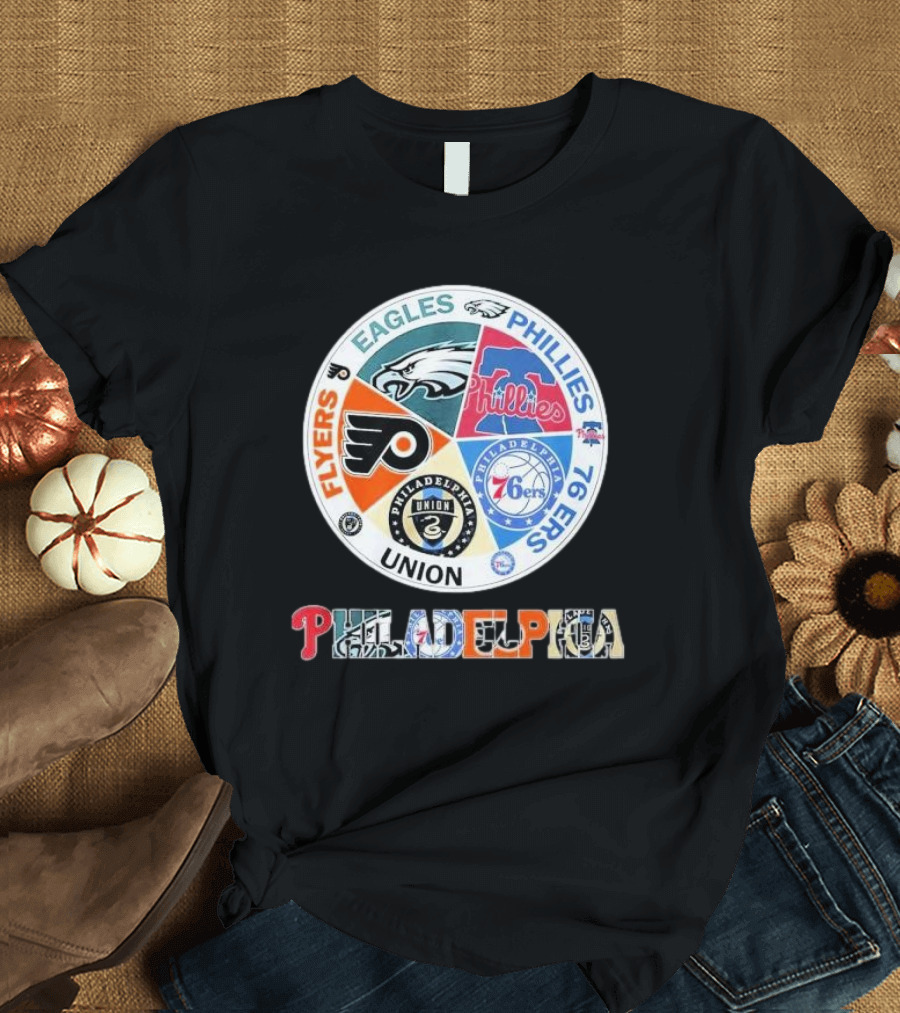 Philadelphia Flyers Eagles Phillies 76Ers Union Team T-Shirt