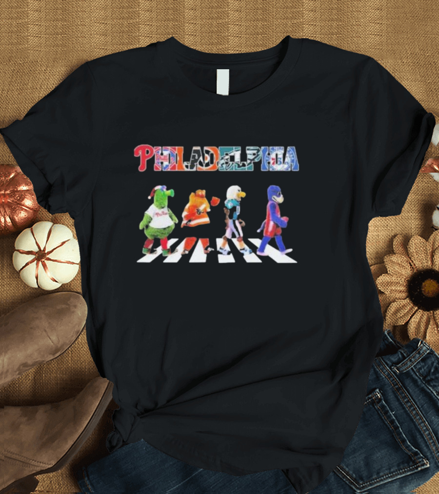 Philadelphia Sports Mascots Crossing Abbey Road T-Shirt