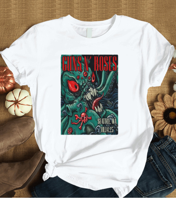 T-Shirt: Guns N Roses Seattle WA 10.14.23 Monster T-Shirt Guns N Roses Seattle WA 10.14.23 Monster T-Shirt