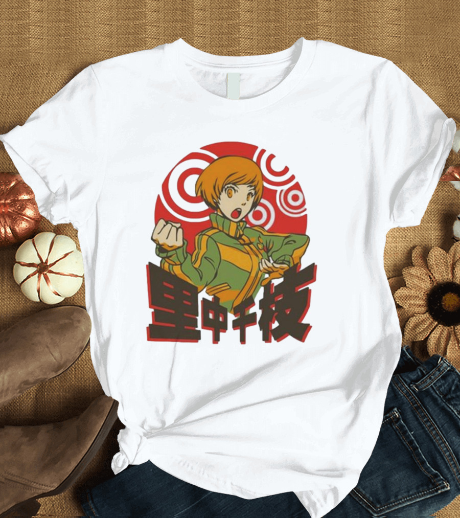 Persona 4 Dragon’s Fury Chie Satonaka Retro Red Circles T-Shirt