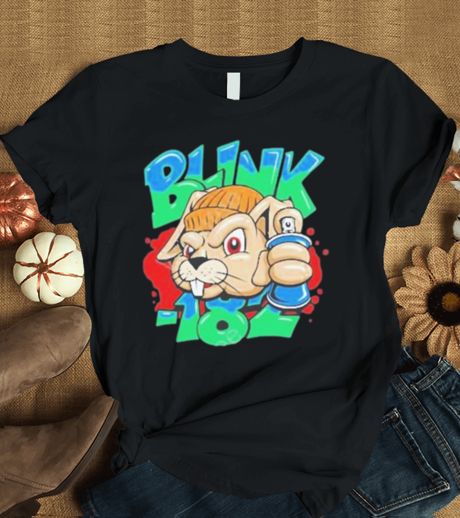 Blink-182 Senpapi Gabshiba Graffiti-Style Cartoon with Spray Can T-Shirt