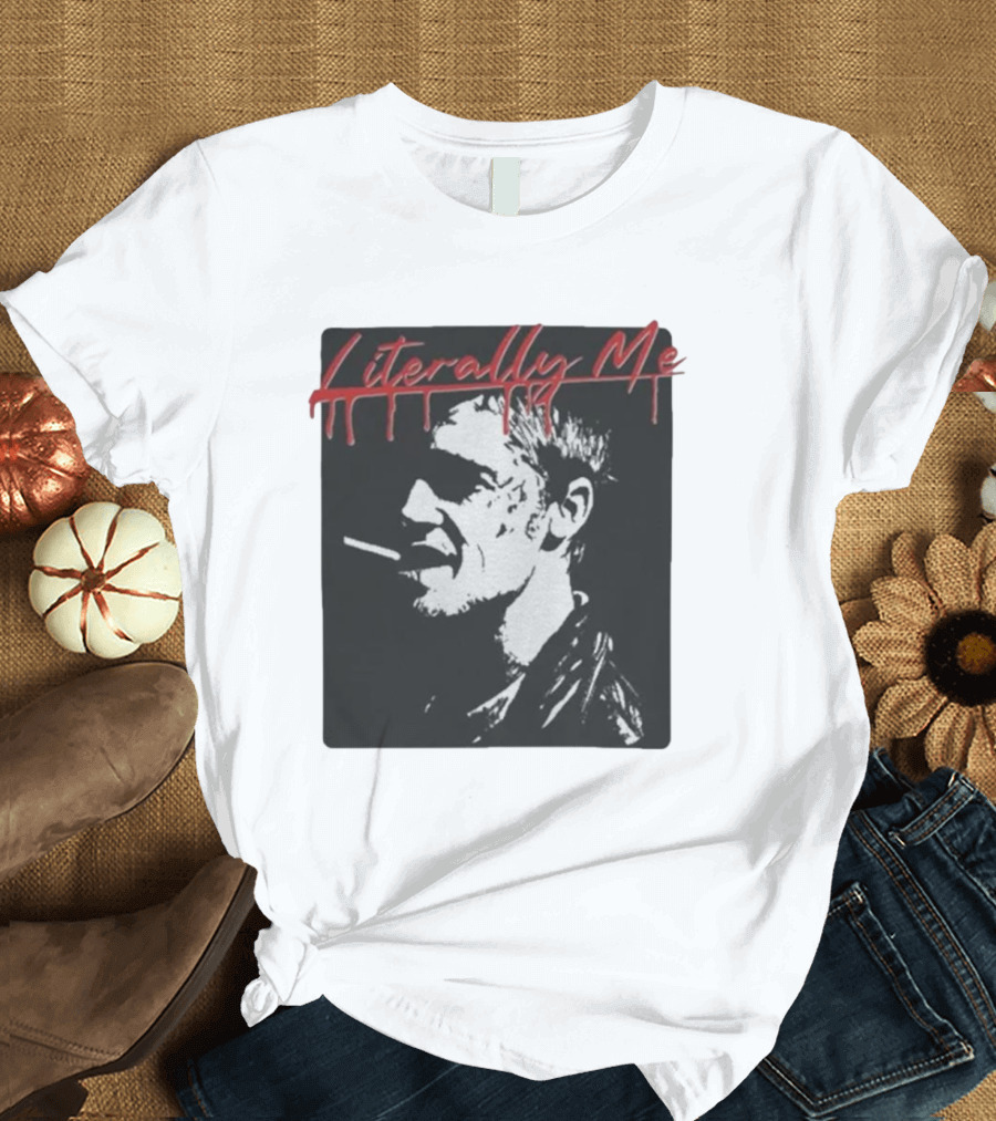 Literally Me Tyler Durden Smoking Silhouette Black and Red T-Shirt