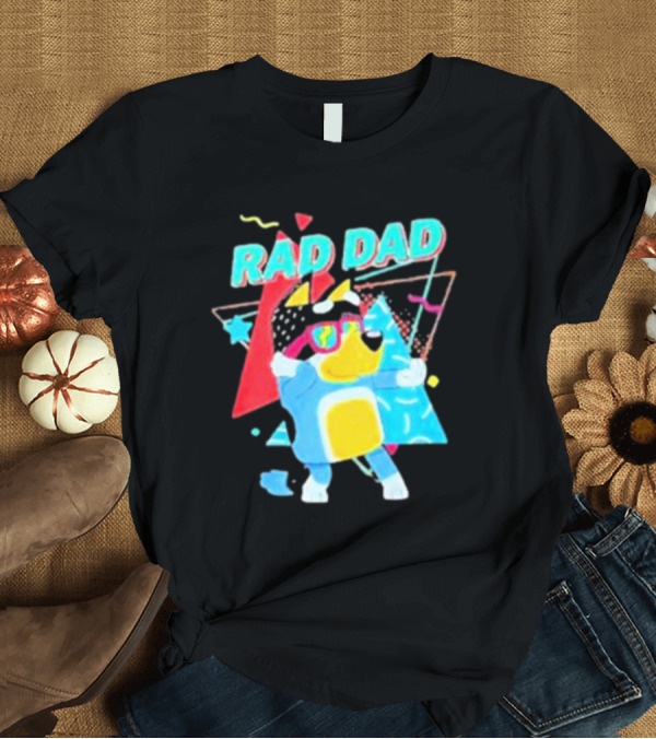 T-Shirt: Rad Dad Colorful 80s Style Dog T-Shirt Rad Dad Colorful 80s Style Dog T-Shirt