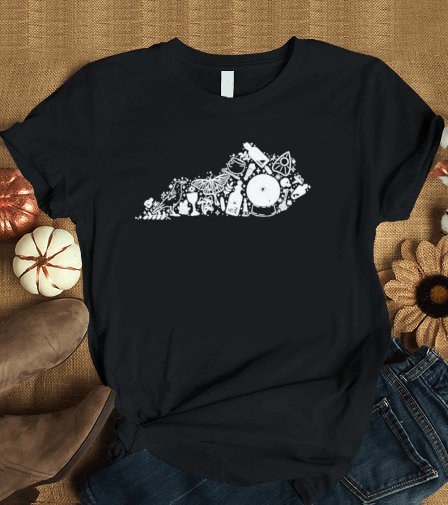 Kentucky For Kentucky Witchy Ky Spooky State Outline Icons T-Shirt