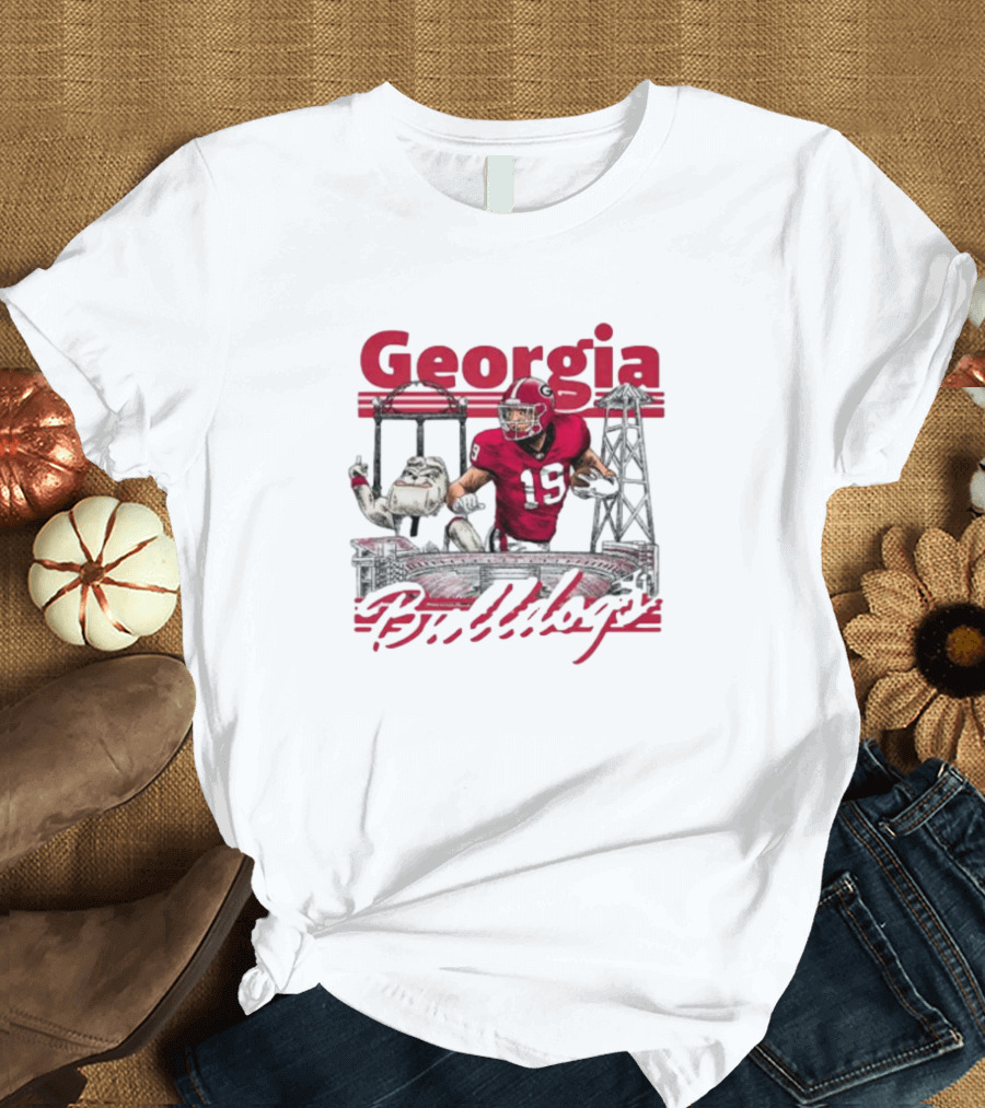 Georgia Bulldogs Brock Bowers Sanford Stadium Collegiate Landmarks T-Shirt