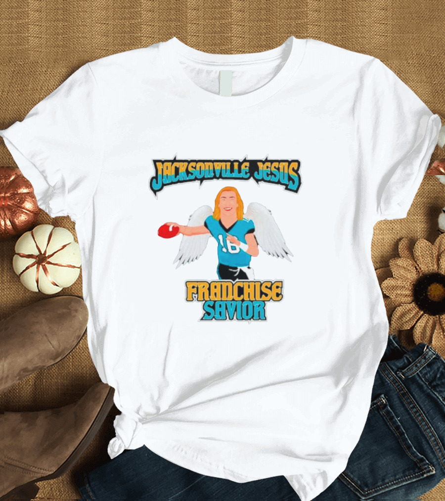 Jacksonville Jesus Franchise Savior Trevor Lawrence Angel Wings Football T-Shirt