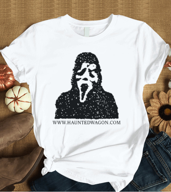 T-Shirt: Onlineceramics Haunted Wagon Scream Mask Silhouette www.hauntedwagon.com T-Shirt Onlineceramics Haunted Wagon Scream Mask Silhouette www.hauntedwagon.com T-Shirt