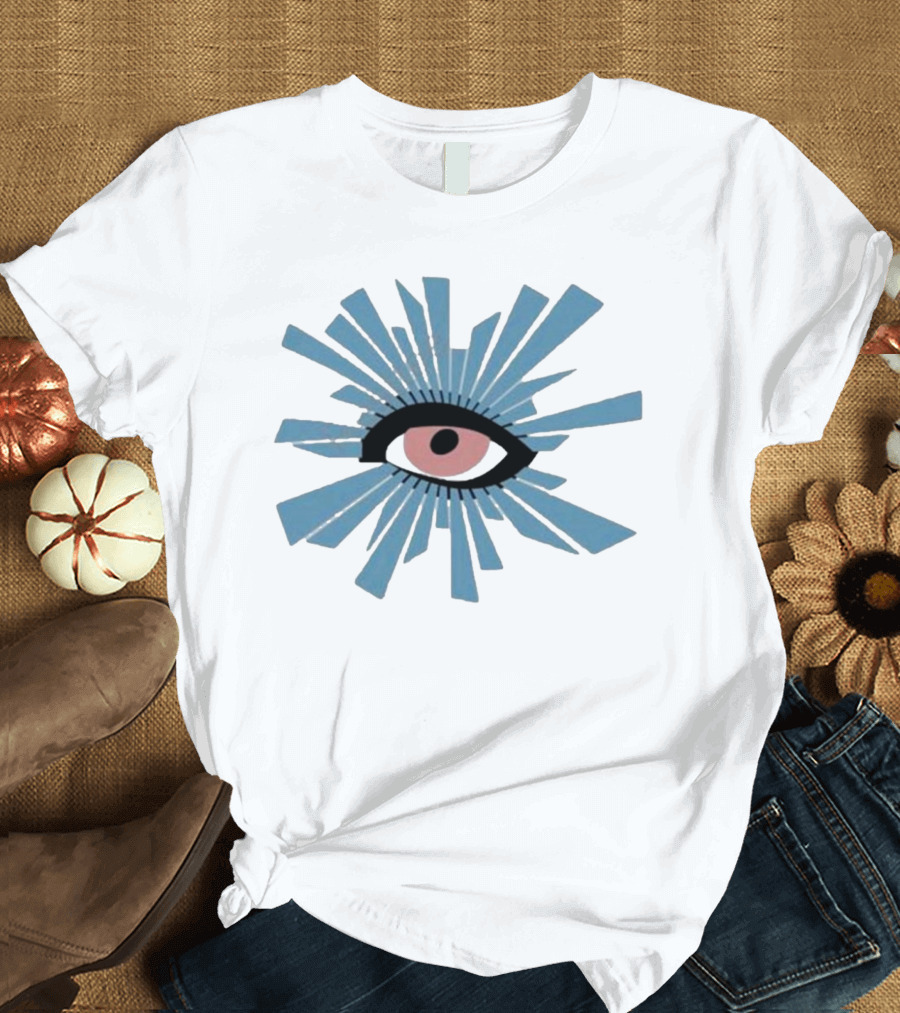 In Gothic Store House Of Errors Eye Design with Radiating Blue Shards T-Shirt