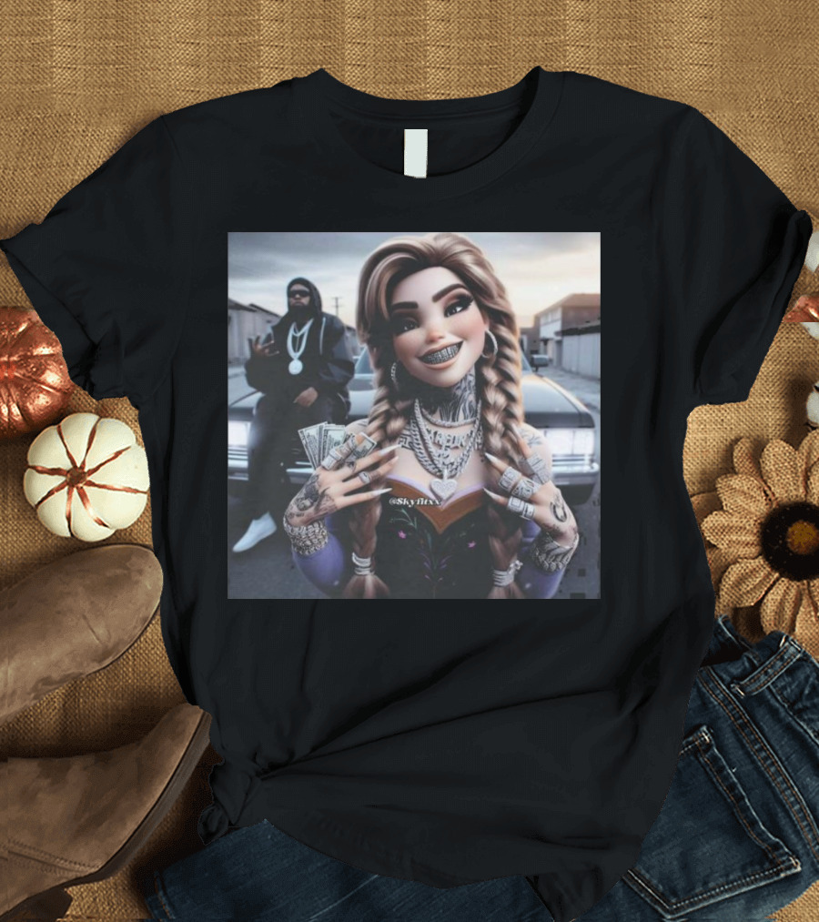 Anna Disney Grill Tattooed Street Style with Braids and Bling T-Shirt