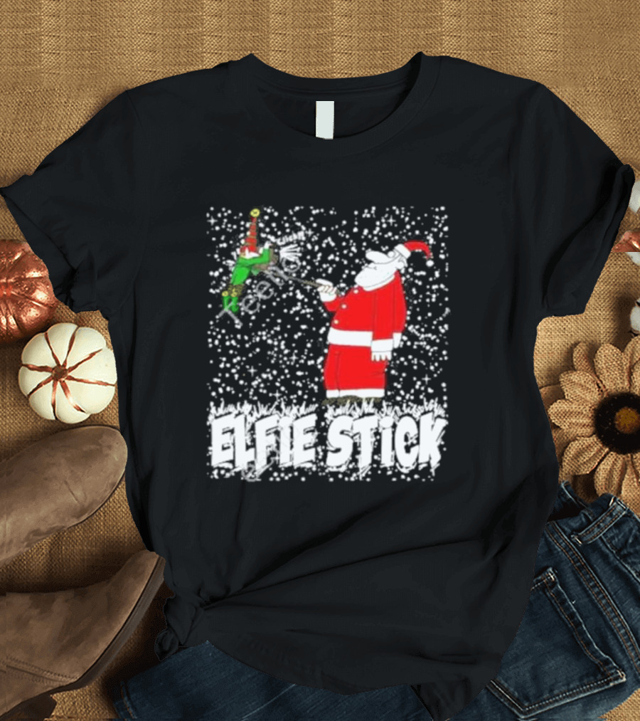 Elfie Stick Santa Christmas Humor T-Shirt