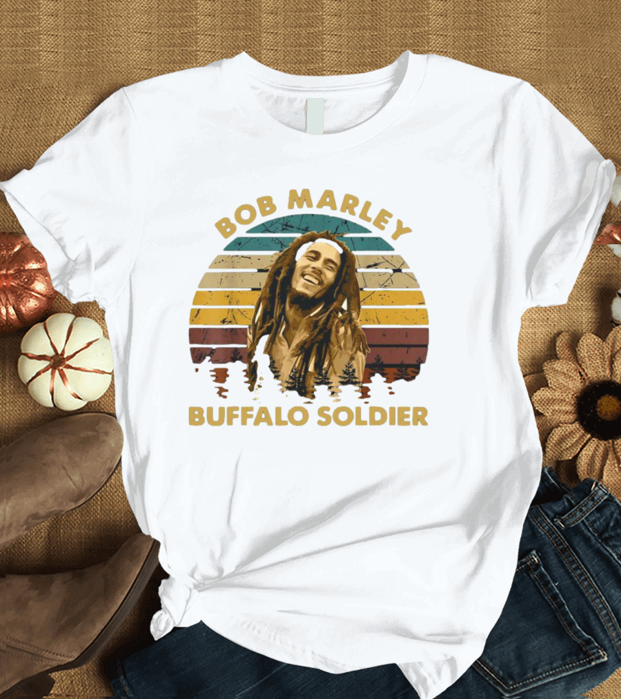 Bob Marley Buffalo Soldier Vintage Retro Sunset T-Shirt