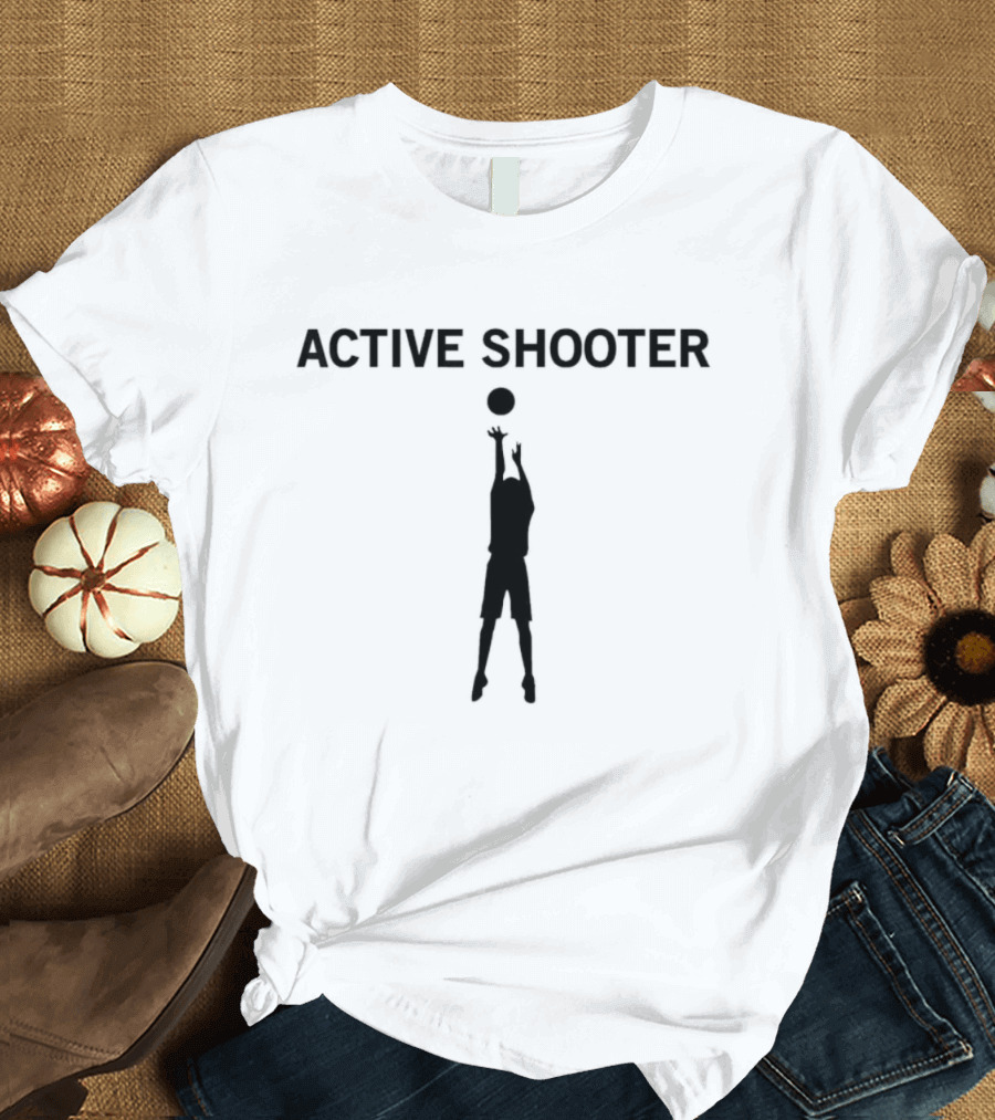 Active Shooter Basketball Silhouette with Player Reaching for Ball T-Shirt
