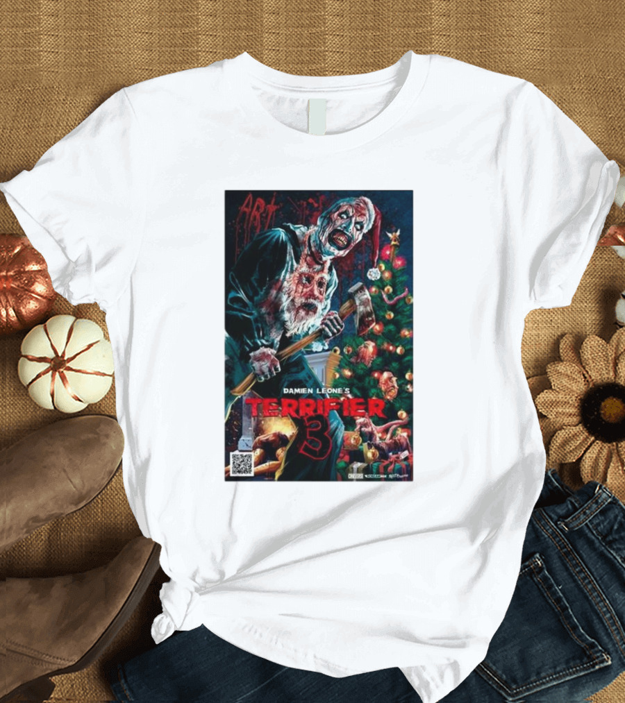 Damien Leone's Terrifier 3 Art Christmas Horror T-Shirt