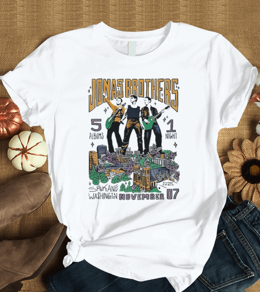 JONAS BROTHERS 5 ALBUMS 1 NIGHT SPOKANE WASHINGTON NOVEMBER 07 T-Shirt