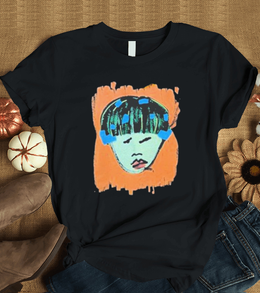 Ryan Harper Gray Iconic Abstract Portrait on Vibrant Orange Background T-Shirt