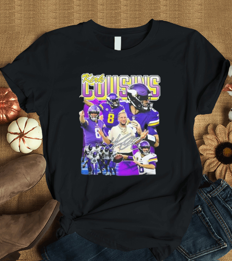 Kirk Cousins Minnesota Vikings Quarterback Number 8 Football Collage T-Shirt