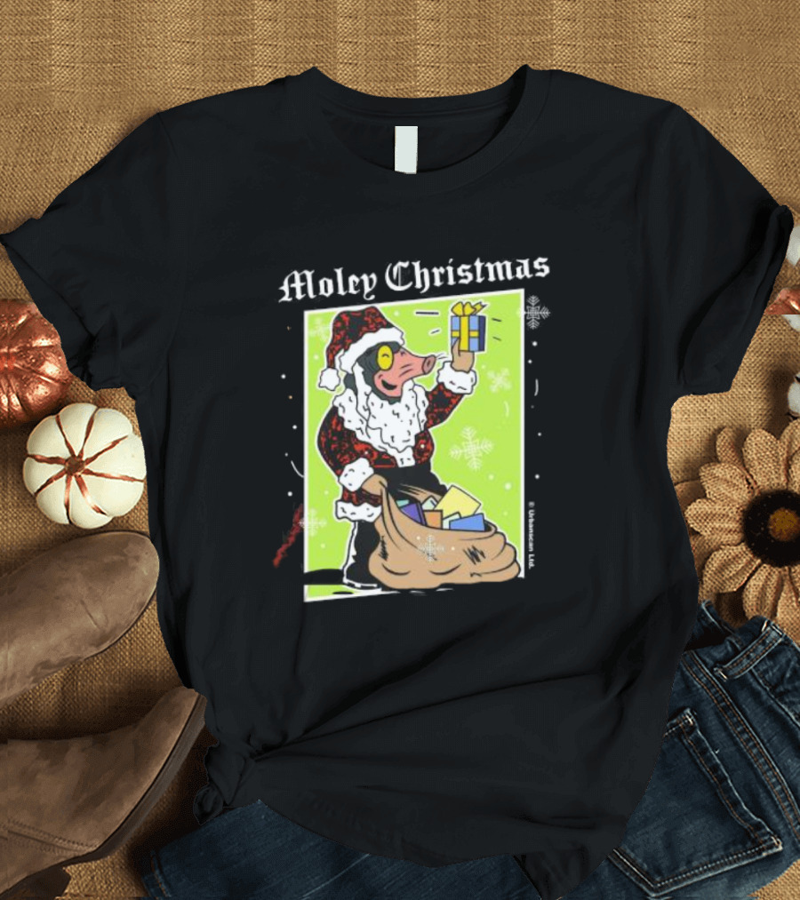 Moley Christmas Santa Mouse Holiday Present T-Shirt