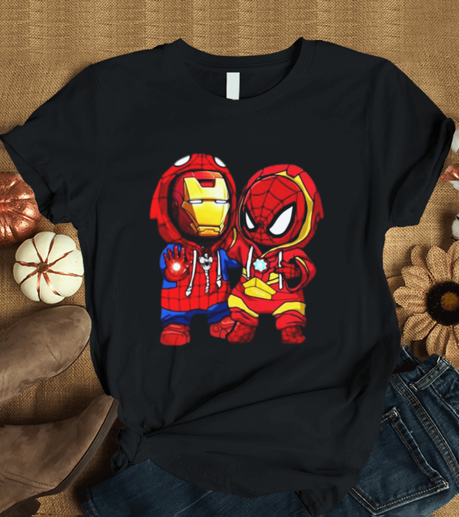 Baby Iron Man and Baby Spiderman Heroes Duo T-Shirt
