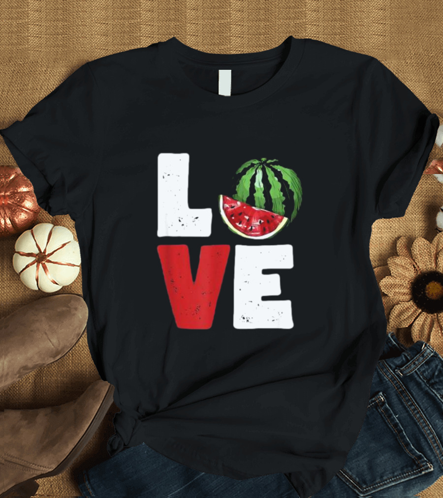 LOVE Watermelon Slice Typography T-Shirt