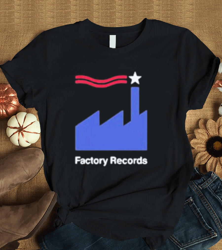 Factory Records Iconic Logo with Star and Stripes Factory T-Shirt