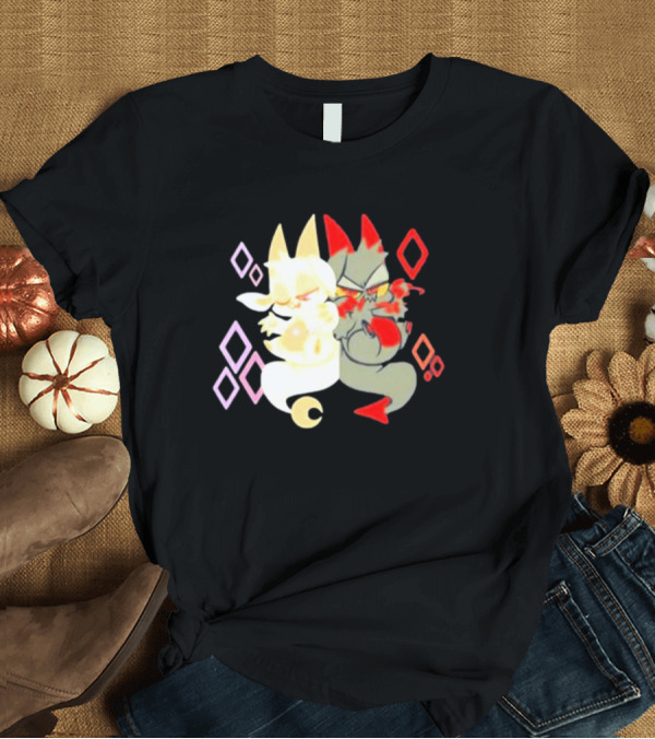 T-Shirt: buzzfeed chikn nuggit devil and angel characters with colorful diamond T-Shirt buzzfeed chikn nuggit devil and angel characters with colorful diamond T-Shirt