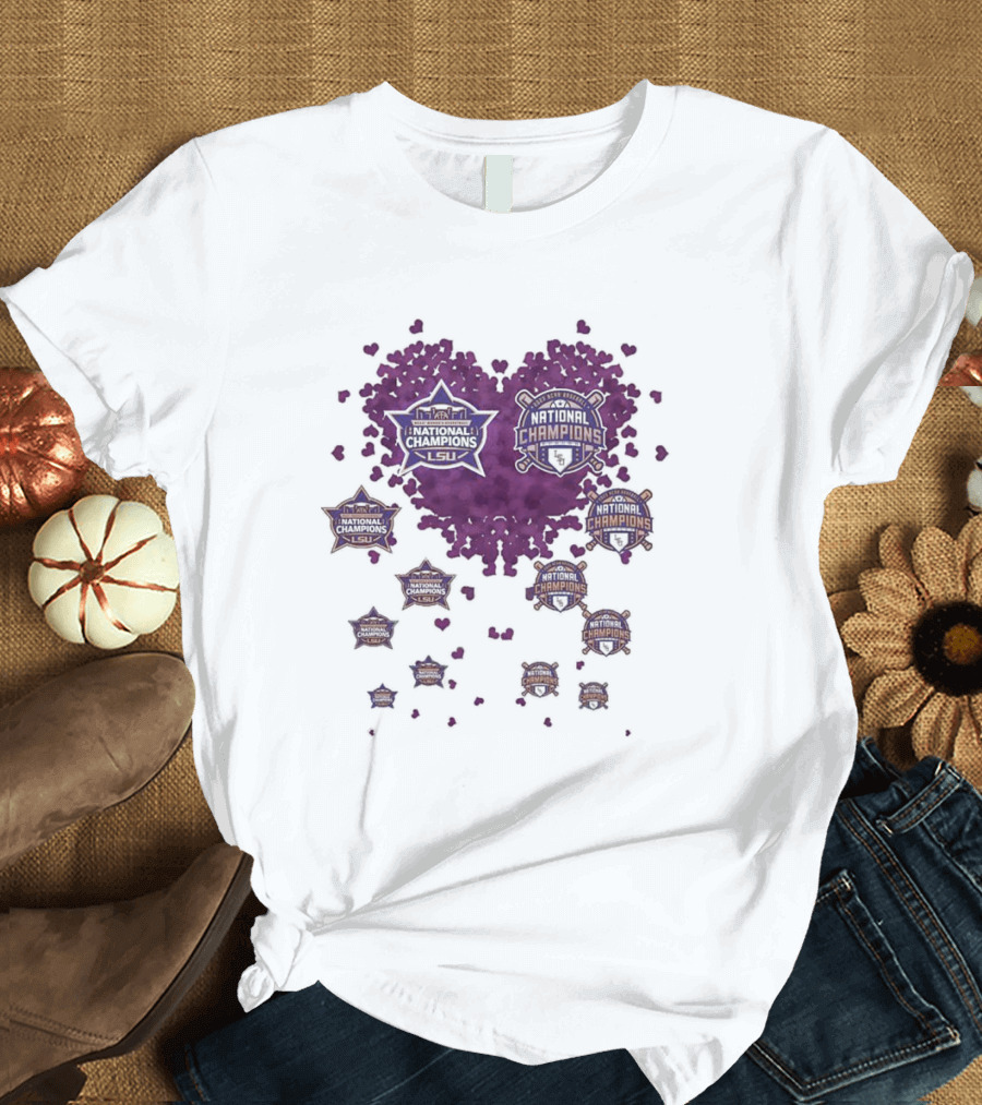 Lsu Tigers National Champions Tiny Hearts Shape T-Shirt