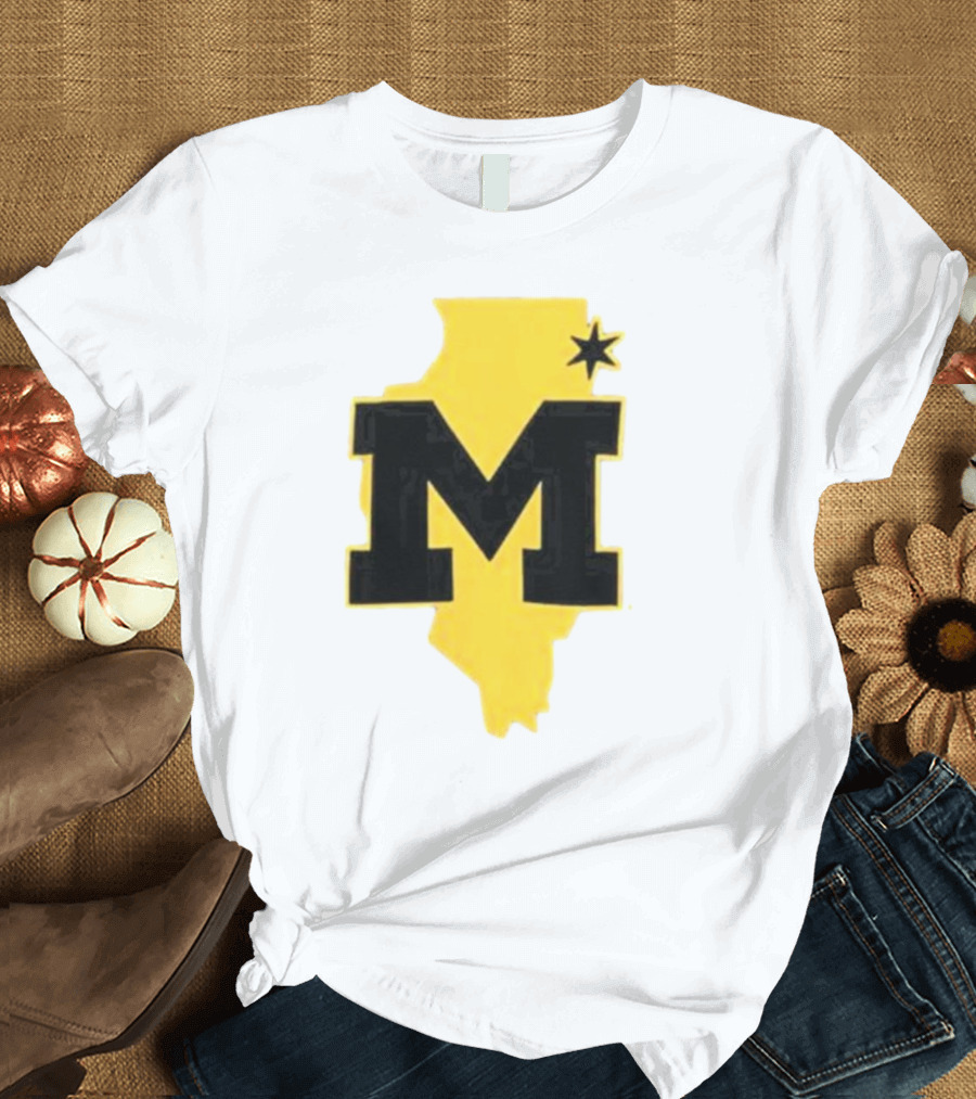 University Of Michigan M Den Pop-Up Chicago Map T-Shirt