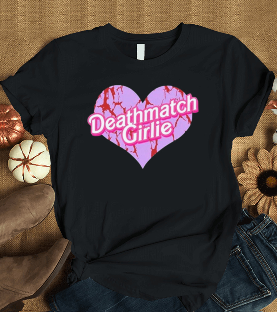 Deathmatch Girlie Heart with Pink and Red Crack T-Shirt