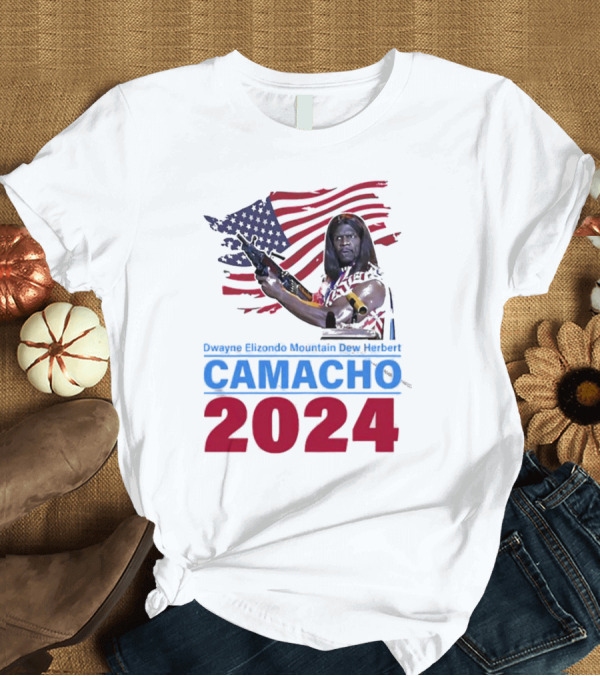 T-Shirt: Dwayne Elizondo Mountain Dew Herbert Camacho 2024 American Flag and Gun T-Shirt Dwayne Elizondo Mountain Dew Herbert Camacho 2024 American Flag and Gun T-Shirt