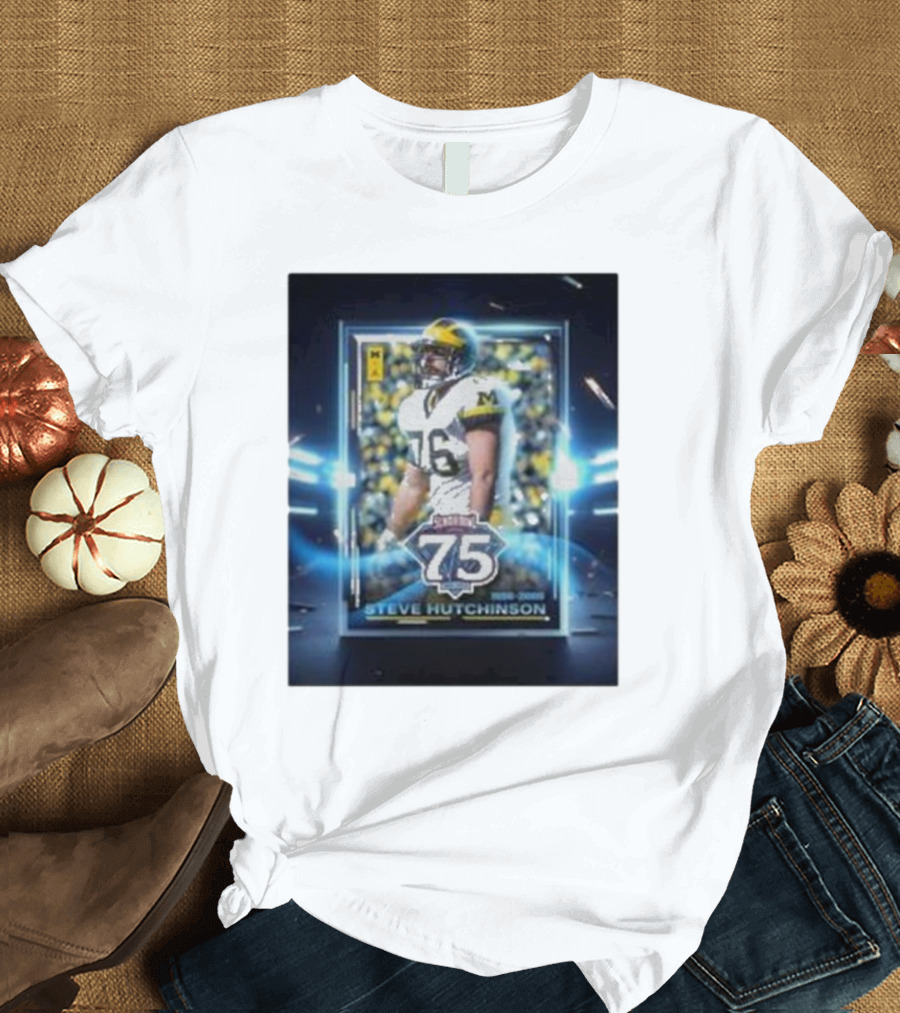 Steve Hutchinson Michigan Football Star 75th Senior Bowl Anniversary Edition T-Shirt